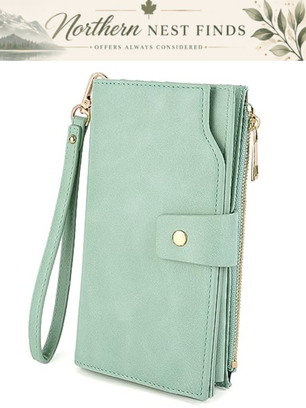 RFID Blocking Vegan Leather Wristlet Clutch Wallet